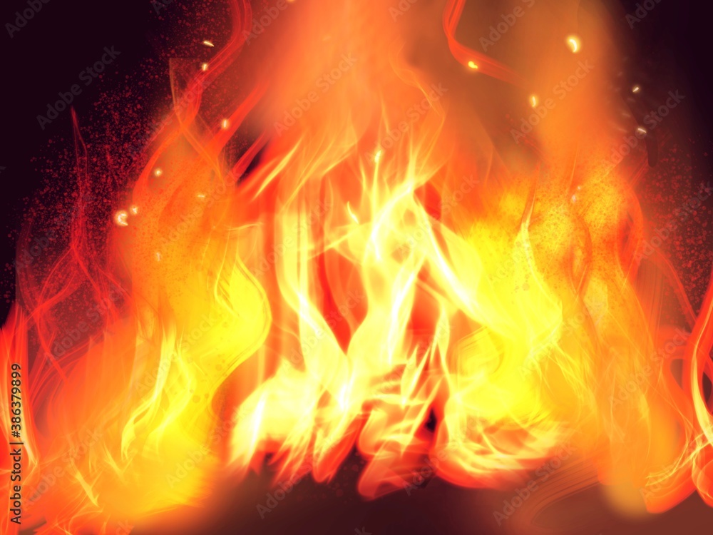 Fototapeta premium Wallpaper of fire in the fireplace