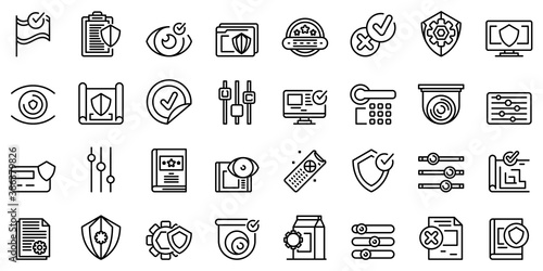 Control icons set. Outline set of control vector icons for web design isolated on white background