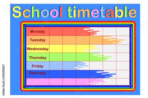 Template school timetable for students