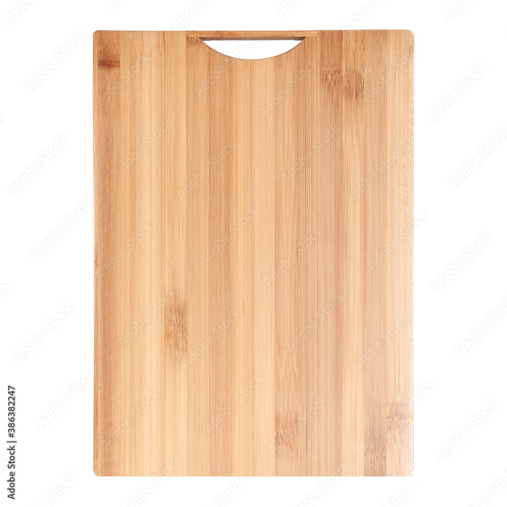 Naklejka premium Rectangular wooden classic cutting board. Isolated on white background