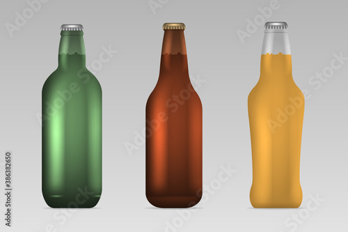 Set of beer. Different form of bottles. Vector illustration design for your project and business.