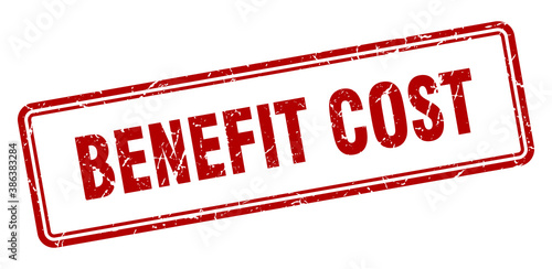 benefit cost stamp. square grunge sign on white background