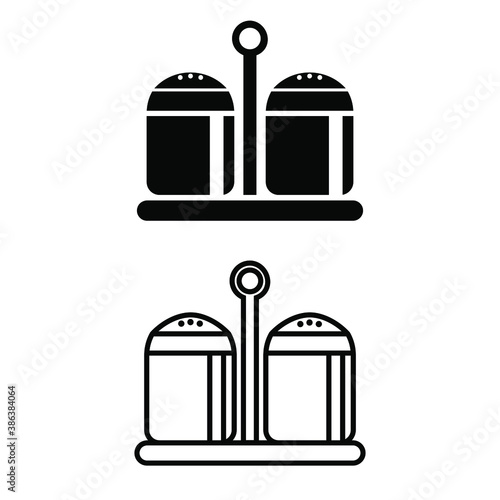 Salt and pepper shakers Salt and pepper shakers. condiments illustration sign collection. spice symbol.