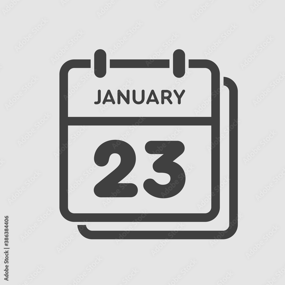 Icon day date 23 January, template calendar page Icon day date 23 January, template calendar page