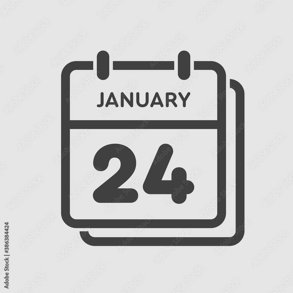 Icon day date 24 January, template calendar page Icon day date 24 January, template calendar page