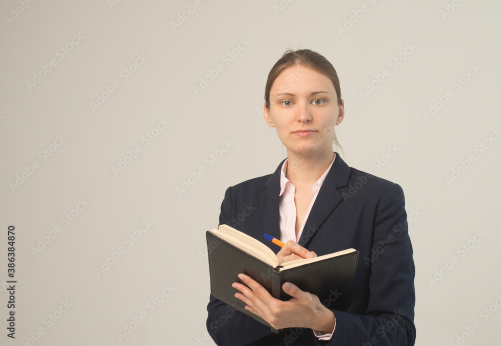 Happy beautiful business woman with clipboard Happy beautiful business woman with clipboard