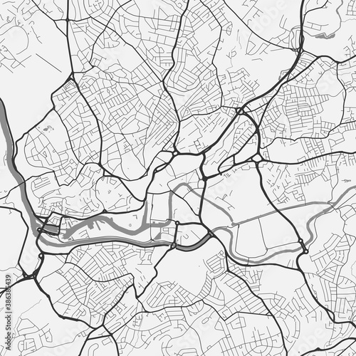 Urban city map of Bristol. Vector poster. Grayscale street map.