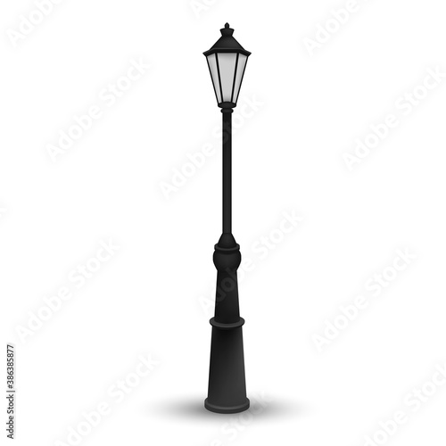 old street luminous lantern isolated on white background. Vector illustration.