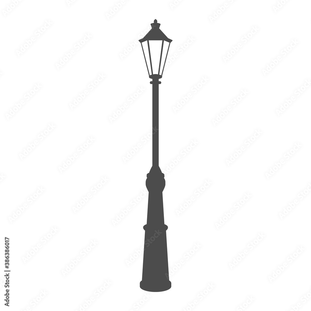 old street luminous lantern isolated on white background. Vector illustration.