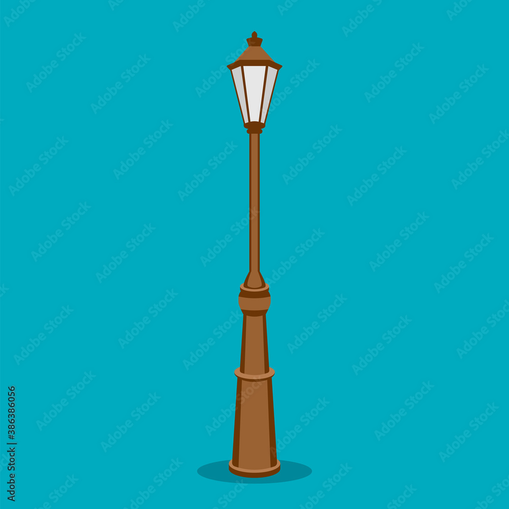 old street luminous lantern isolated on background. Vector illustration.