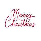 Vector, lettering Merry Christmas. Red lettering isolated on white background