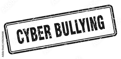cyber bullying stamp. square grunge sign on white background