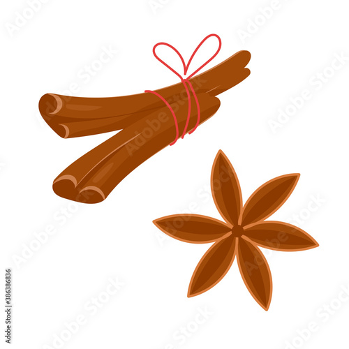 Cinnamon. Vector illustration in cartoon style. Isolated on white.