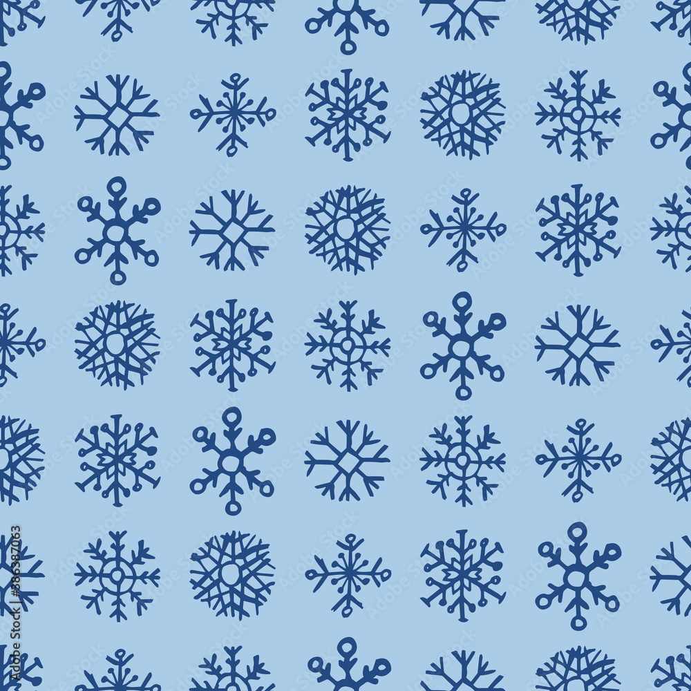 Seamless background of hand drawn snowflakes Seamless background of hand drawn snowflakes