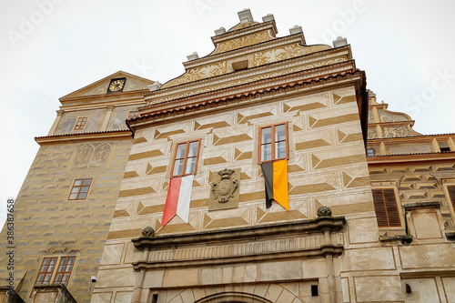 Renaissance castle Horsovsky Tyn decorated for Christmas and New Year, Czech Republic photo