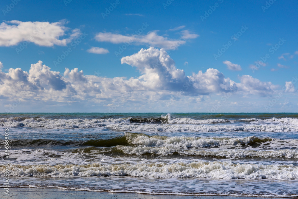 Fototapeta premium Stormy sea and beach