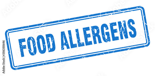 food allergens stamp. square grunge sign on white background