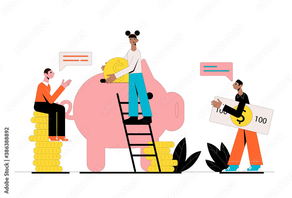 Vector illustration. Business concept. Saving or accumulating money.