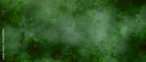Abstract green background with old distressed vintage texture and grey mist, Christmas or St Patrick's day paper	