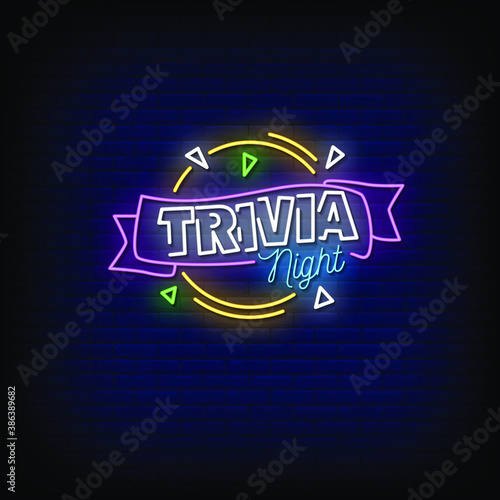 Trivia Night Neon Signs Style Text Vector