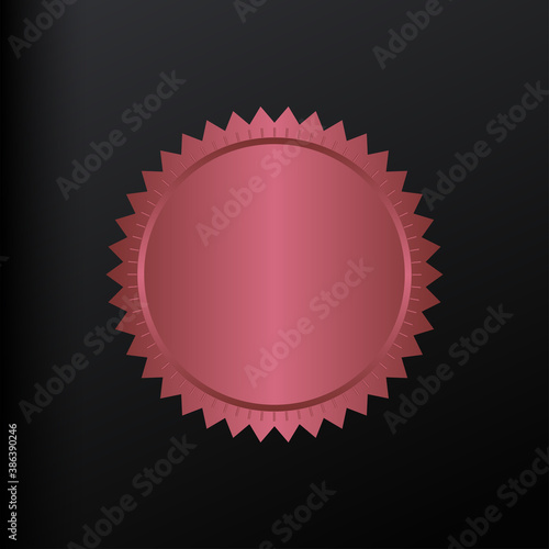 Pink certificate 3d foil seal or medal isolated