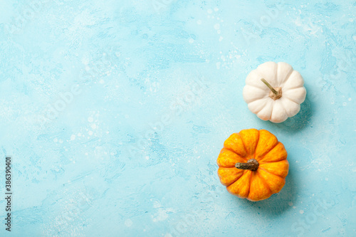 Happy Thanksgiving background with decorative pumpkins