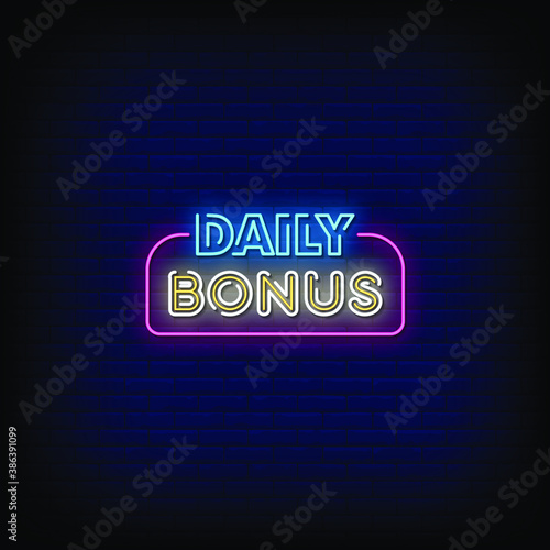 Daily Bonus Neon Signs Style Text Vector