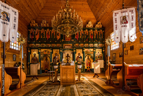 Fototapeta Naklejka Na Ścianę i Meble -  Interior of Komancza Orthodox Church in Poland.