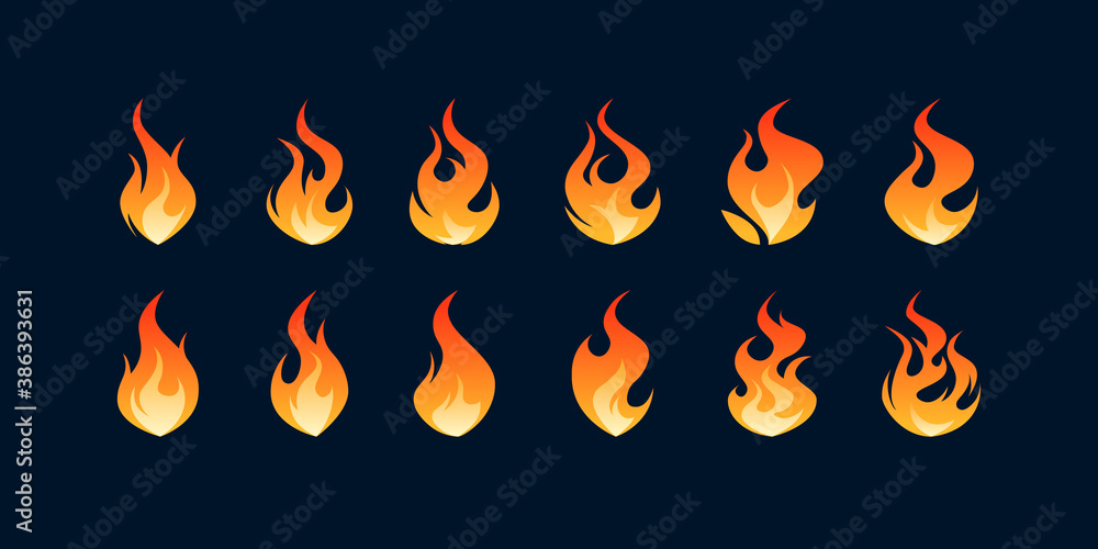 Simple vector flame icons in flat style Simple vector flame icons in flat style