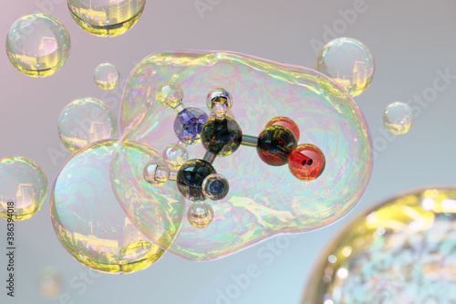 Billede på lærred Alanine (L-alanine, Ala, A) amino acid molecule. 3D rendering.