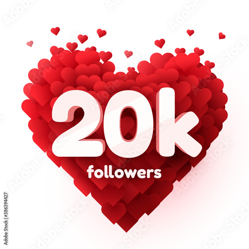 Followers thank you. Red heart for Social Network friends, followers, Web user Thank you celebrate of subscribers or followers and likes.