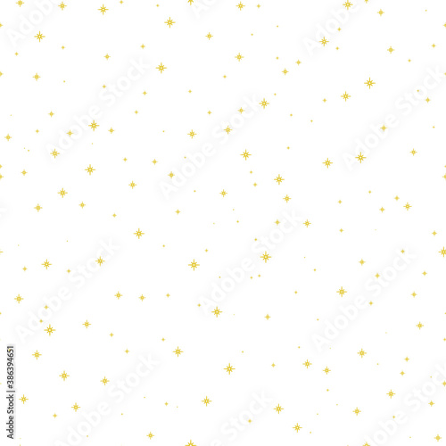 Vector simple seamless pattern with gold stars on a white background. Textile fabric printing. Bohemian female mystical style