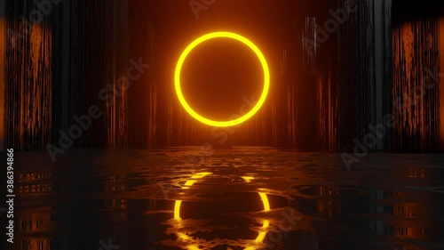 3D rendered animation, energy portal in science fiction environment photo