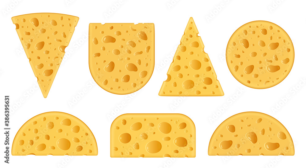 Vector swiss cheese detailed icons Vector swiss cheese detailed icons