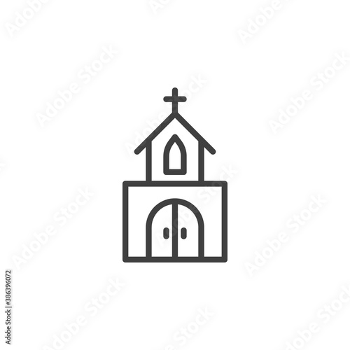 Church building line icon. linear style sign for mobile concept and web design. Church chapel outline vector icon. Symbol, logo illustration. Vector graphics