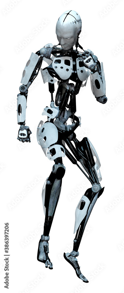 3D Rendering Male Robot on White 3D Rendering Male Robot on White