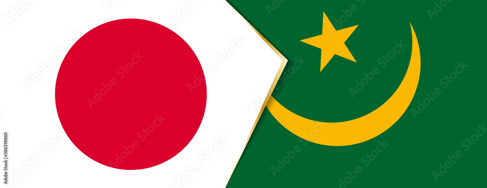 Japan and Mauritania flags, two vector flags. Japan and Mauritania flags, two vector flags.