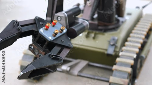 A remote control device used for bomb disposal work. Close-up.