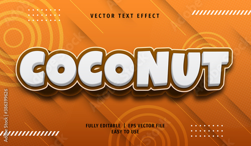 3D Coconut Text effect, Editable Text Style