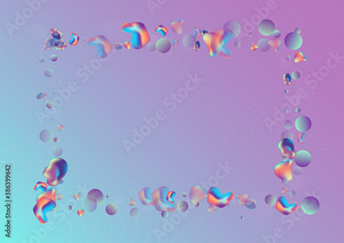 Neon Bubble Geometric Vector Blue Background. 