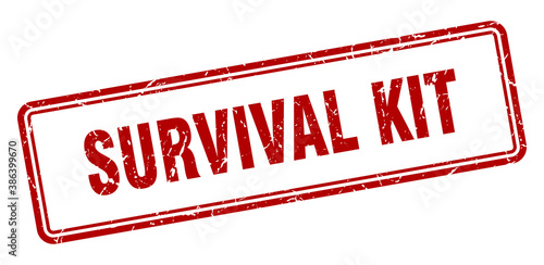 survival kit stamp. square grunge sign on white background