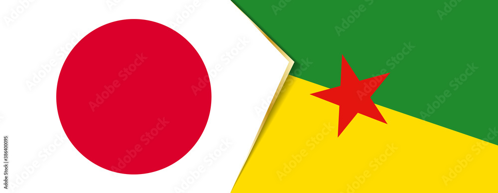 Japan and French Guiana flags, two vector flags. Japan and French Guiana flags, two vector flags.