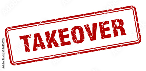 takeover stamp. square grunge sign on white background