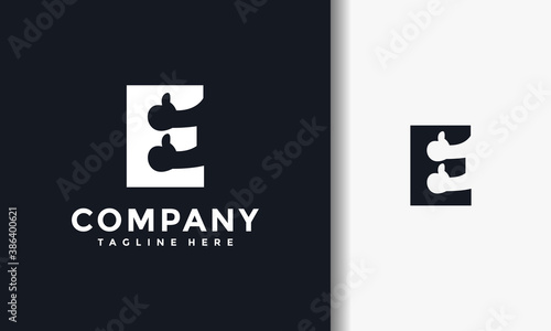 letter E thumbs up like logo