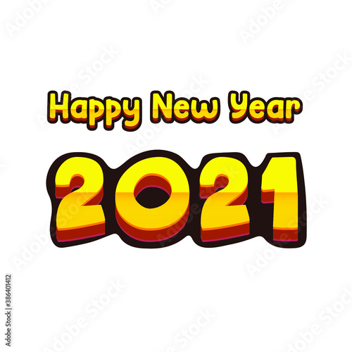 Happy new year 2021 creative element in flat style.
