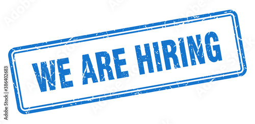we are hiring stamp. square grunge sign on white background