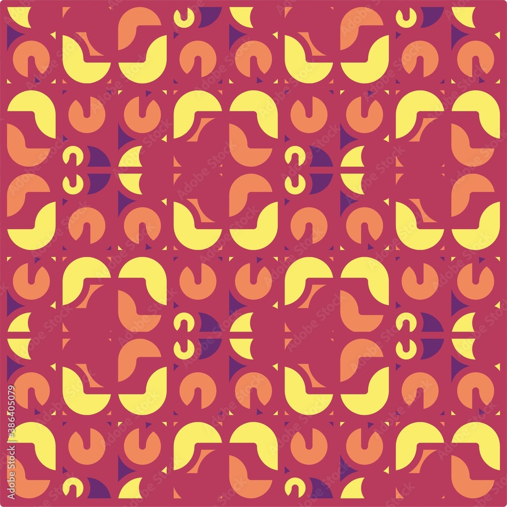 Beautiful of Colorful Three Quarters of a Circle and Circle, Repeated, Abstract, Illustrator Pattern Wallpaper. Image for Printing on Paper, Wallpaper or Background, Covers, Fabrics