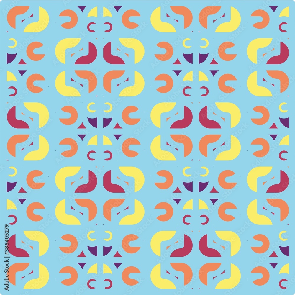Beautiful of Colorful Three Quarters of a Circle and Circle, Repeated, Abstract, Illustrator Pattern Wallpaper. Image for Printing on Paper, Wallpaper or Background, Covers, Fabrics