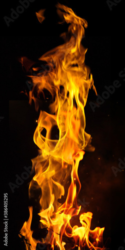Realistic fire Stock Image In Black Background