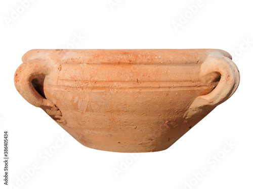 Handmade clay pot. Isolated with clipping path.